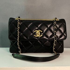 Chanel Trendy CC Flap Bag with signature gold plate.